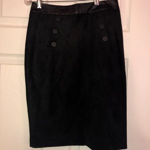H&M Black Faux Suede Skirt w/Leather trim (Size6)